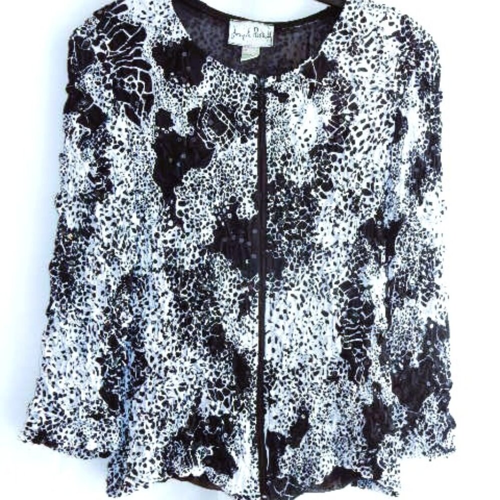 Joseph Ribkoff Black & White Knit Veston Jacket in Size 14